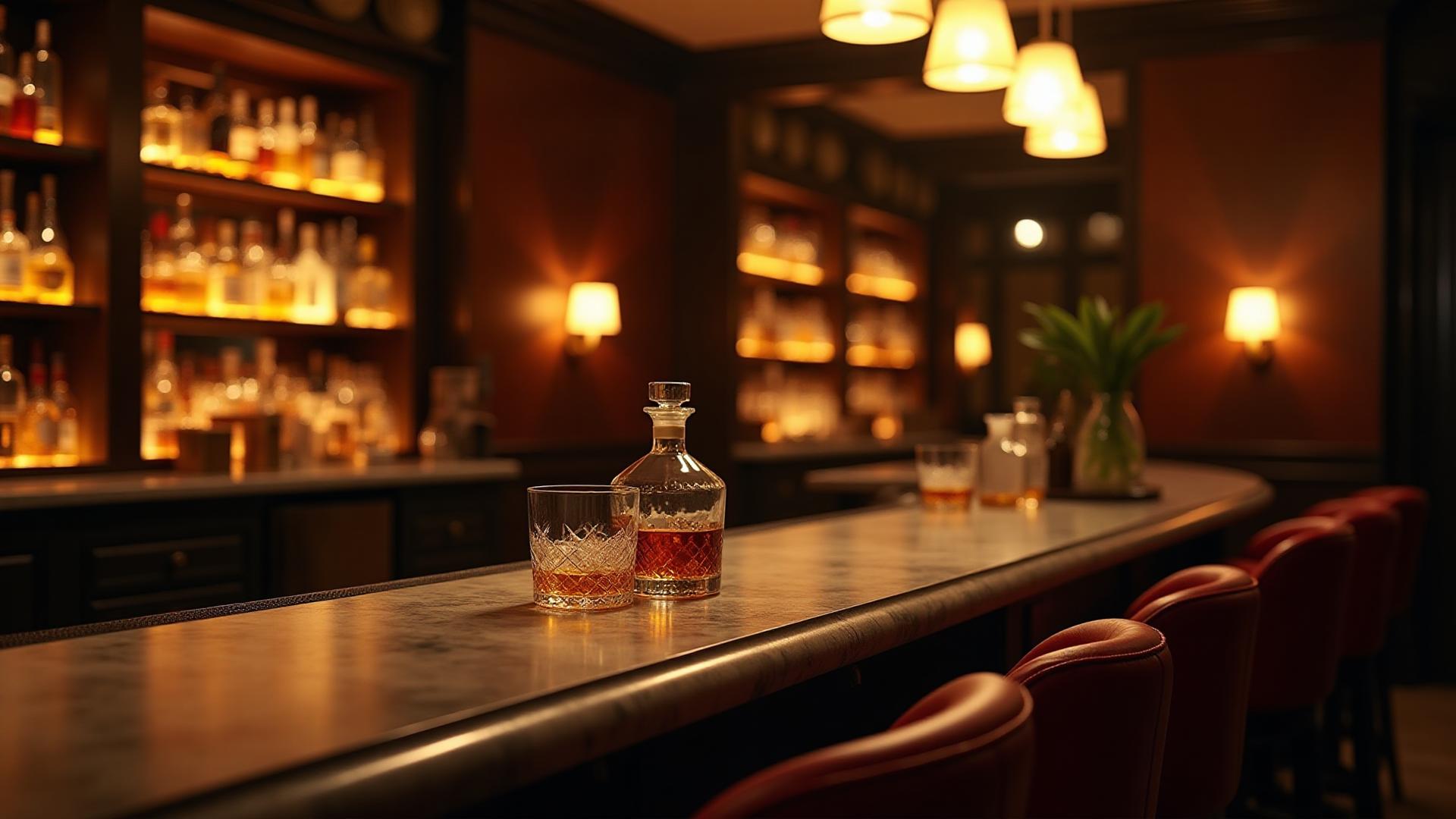 Bar elegante com coquetéis